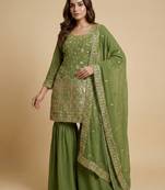 Pista designer fox georgette sequins embroidered work readymade suit