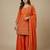 Orange designer natural crepe sequins embroidered work readymade suit