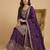 Purple designer chinon sequins embroidered work readymade suit
