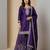 Purple designer chinon sequins embroidered work readymade suit