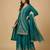 Teal blue designer natural crepe sequins embroidered work readymade suit
