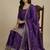 Purple designer chinon sequins embroidered work readymade suit