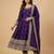 Purple designer chinon sequins embroidered work readymade suit