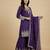 Purple designer chinon sequins embroidered work readymade suit