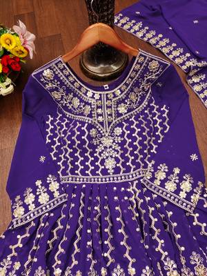 Purple designer fox georgette sequins embroidered work readymade suit 4