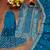 Teal blue designer chinon sequins embroidered work readymade suit