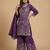 Purple designer chinon silk sequins embroidered work readymade suit