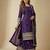 Purple designer chinon sequins embroidered work readymade suit