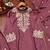 Mauve designer chinon sequins embroidered work readymade suit