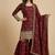 Maroon designer chinon sequins embroidered work readymade suit