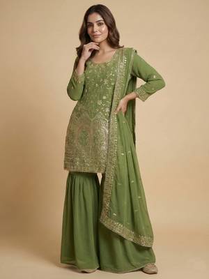 Pista designer fox georgette sequins embroidered work readymade suit 2