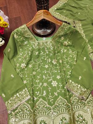 Pista designer fox georgette sequins embroidered work readymade suit 4