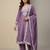 Lavender designer natural crepe sequins embroidered work readymade suit