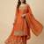 Orange designer chinon sequins embroidered work readymade suit