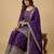 Purple designer chinon sequins embroidered work readymade suit