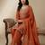 Orange designer natural crepe sequins embroidered work readymade suit