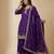 Purple designer chinon sequins embroidered work readymade suit