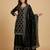 Black designer chinon sequins embroidered work readymade suit