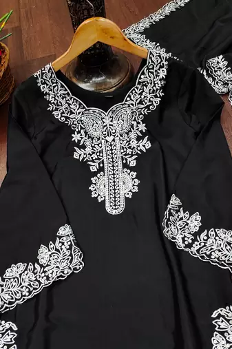 Black designer natural crepe sequins embroidered work readymade suit
