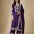 Purple designer chinon sequins embroidered work readymade suit