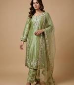 Pista designer pure jimmy choo silk sequins embroidered work readymade suit