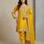 Yellow designer chinon sequins embroidered work readymade suit