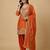 Orange designer chinon sequins embroidered work readymade suit