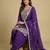 Purple designer chinon sequins embroidered work readymade suit