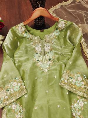 Pista designer pure jimmy choo silk sequins embroidered work readymade suit 4