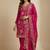 Pink designer chinon sequins embroidered work readymade suit