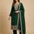 Green designer chinon sequins embroidered work readymade suit
