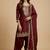 Maroon designer chinon sequins embroidered work readymade suit