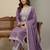 Lavender designer natural crepe sequins embroidered work readymade suit
