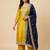 Yellow designer chinon sequins embroidered work readymade suit