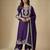 Purple designer chinon sequins embroidered work readymade suit
