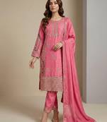 Pink designer chinon sequins embroidered work readymade suit