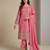 Pink designer chinon sequins embroidered work readymade suit