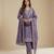 Lavender designer chinon sequins embroidered work readymade suit