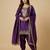 Purple designer chinon sequins embroidered work readymade suit