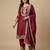 Maroon designer chinon sequins embroidered work readymade suit