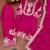 Pink designer chinon sequins embroidered work readymade suit