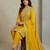 Yellow designer chinon sequins embroidered work readymade suit