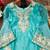 Sky blue designer pure jimmy choo silk sequins embroidered work readymade suit