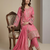 Pink designer chinon sequins embroidered work readymade suit