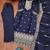 Navy blue designer chinon sequins embroidered work readymade suit