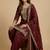 Maroon designer chinon sequins embroidered work readymade suit