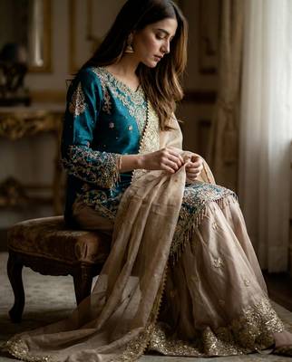 Rama designer heavy gmy silk sequins embroidered work readymade suit 2