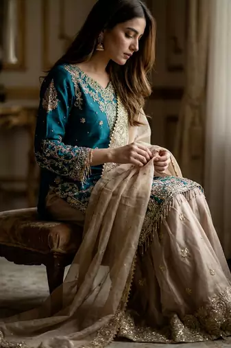 Rama designer heavy gmy silk sequins embroidered work readymade suit