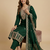 Green designer chinon sequins embroidered work readymade suit