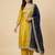 Yellow designer chinon sequins embroidered work readymade suit
